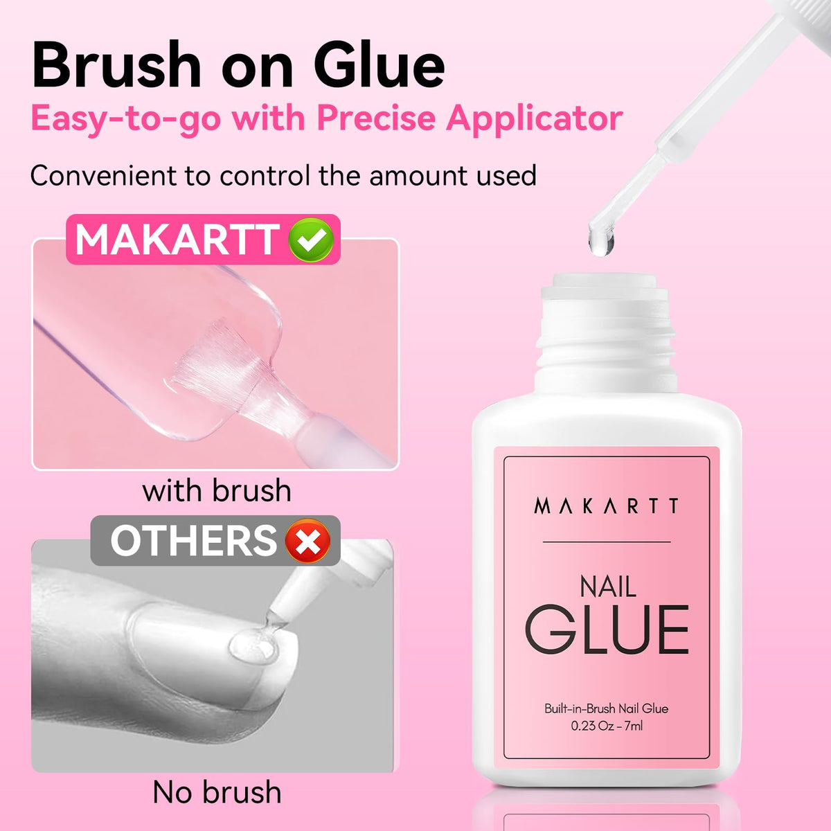 Makartt Extra Strong Nail Glue with Brush – 5s Dries Quickly, Long-Lasting Hold, 7ml Acrylic Adhesive for Nail Tips, Fake Nails & Repairs, No Nail Lamp Needed