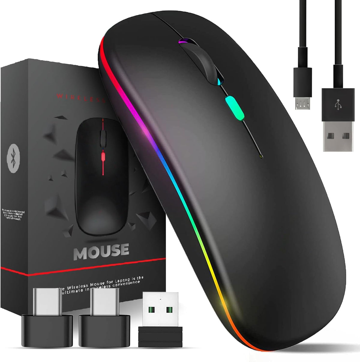 Wireless mouse rechargeable Dual Mode 2.4G & 5.0 Bluetooth Mouse for Laptop