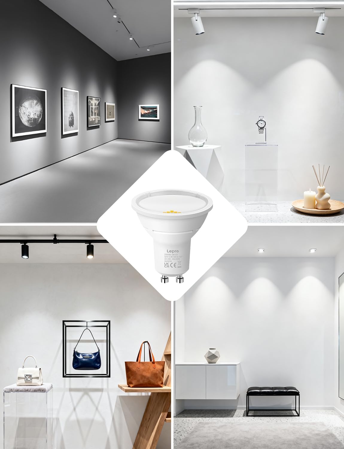 Lepro GU10 LED Bulbs A Rated, Cool White 6500K, 590LM,3.3W (50W Equivalent)