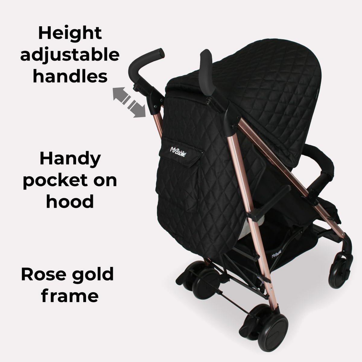 My Babiie MB51 Stroller – from Birth to 4 Years (22kg), Lightweight, Umbrella Fold, Travel Buggy for Toddlers, Pushchair Includes Footmuff, Cup Holder, Rain Cover - Blush Pink