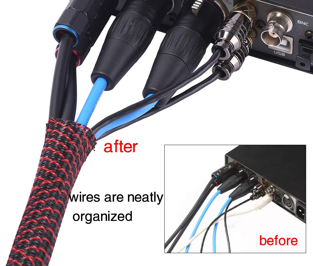 Alex Tech 10ft - 1/2 inch Cord Protector Wire Loom Tubing Cable Sleeve Split Sleeving for USB Power Cord Audio Video Cable – Protect Cat from Chewing Cords - Black