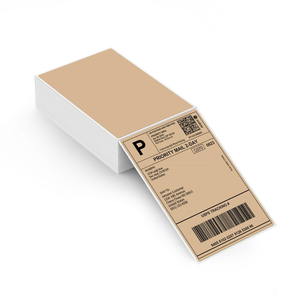 MUNBYN 4x6 Direct Thermal Labels, Fanfold Shipping Label Paper for Thermal Printer, Pack of 1000 Permanent Adhesive Labels for Shipping Packages