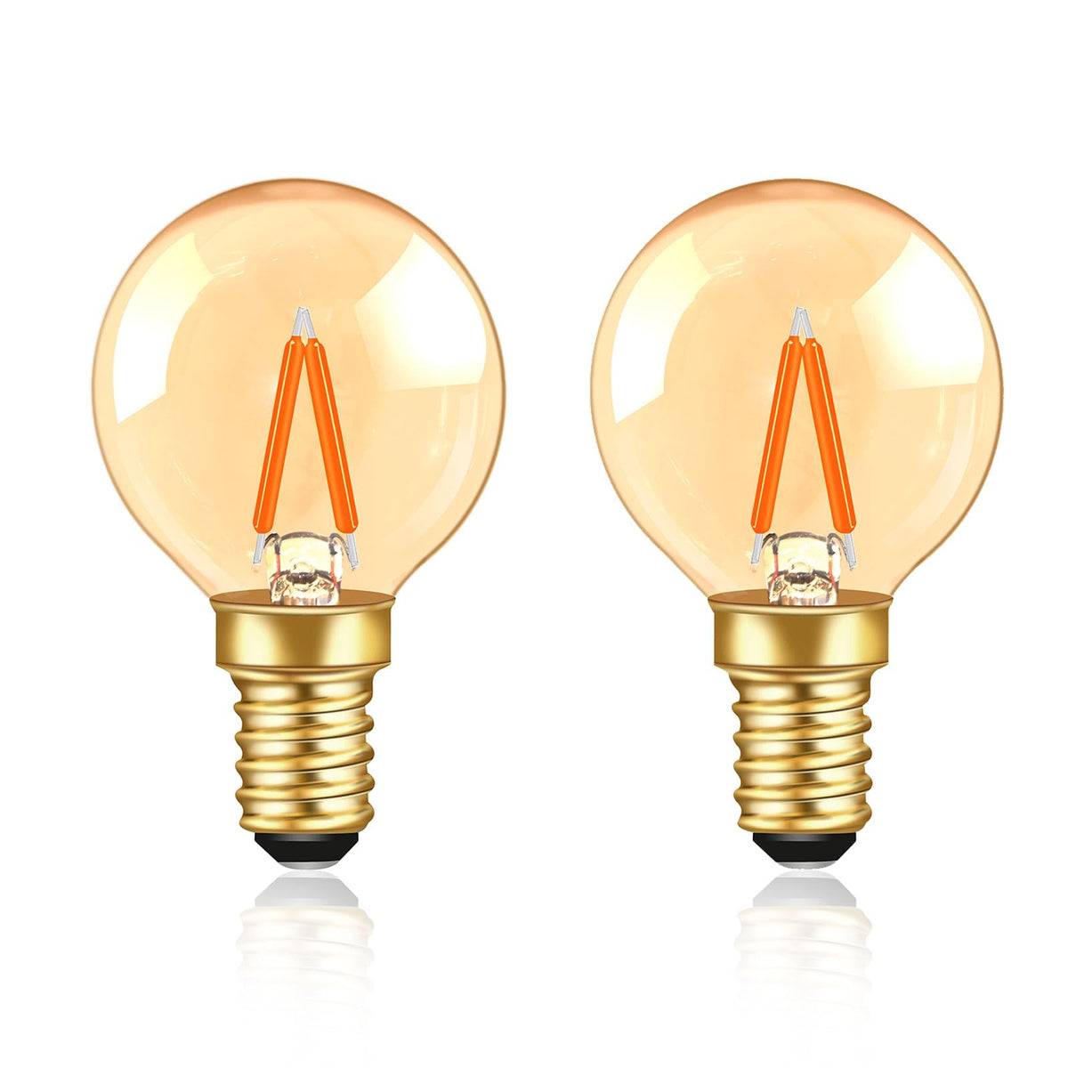 Caldarax 0.5W E14 LED Vintage Night Light Bulb, Mini C7 LED Filament Candle Bulbs Amber Warm White 2200K E14 Orange SES Small Edison Screw Salt Lamp Bulbs, 5W Equivalent, Non Dimmable, 2 Pack
