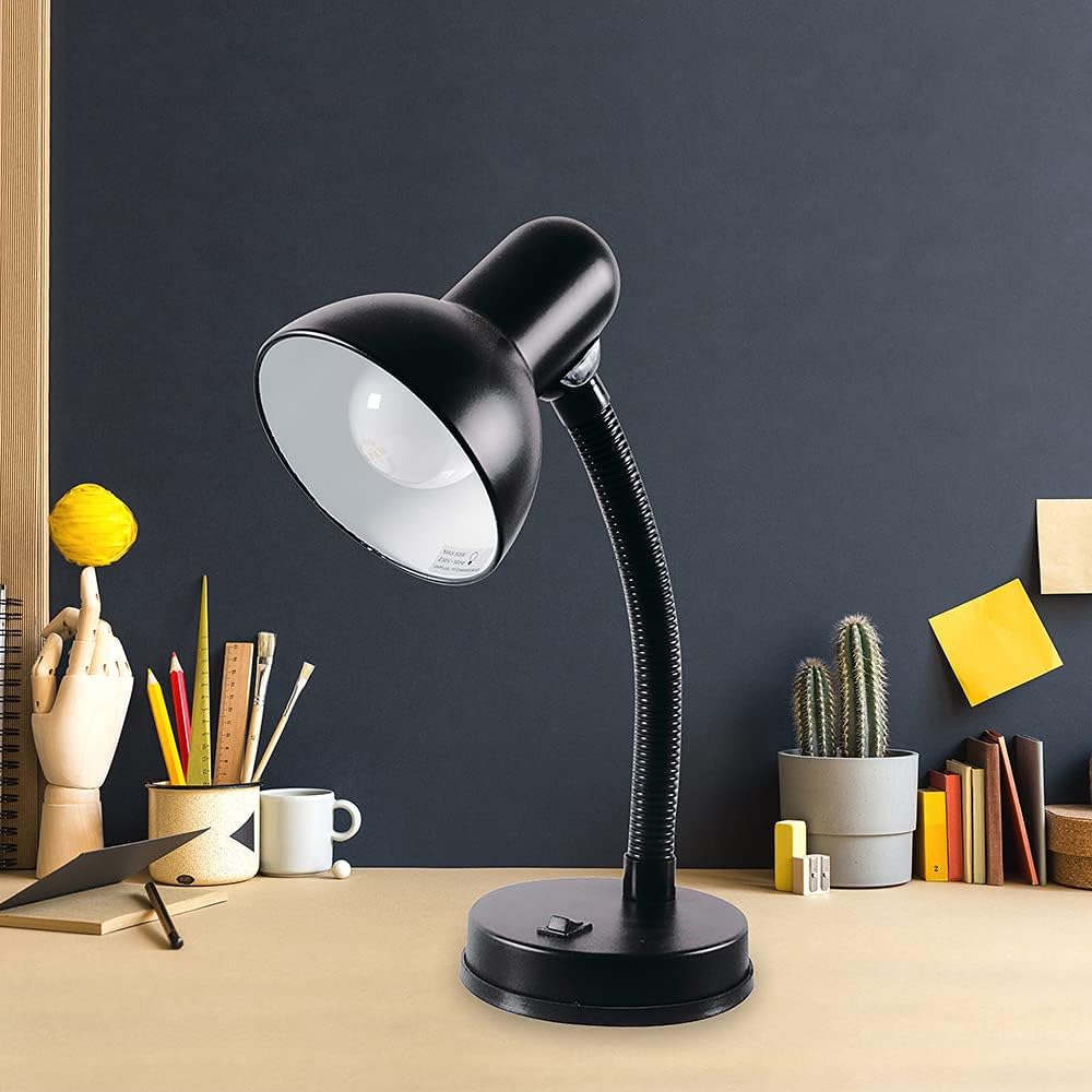 HOMELIFE 35w 'Classic' Flexi Desk Lamp with Versatile Flexible Neck - Integral On/Off Switch - Approx. 34cm Height - L958BK - Onyx Black