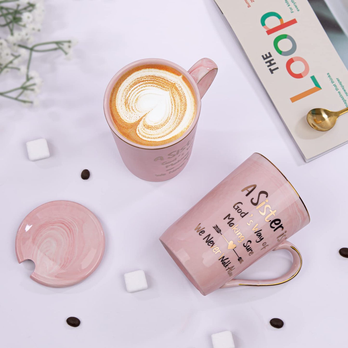 Unique Teacher Appreciation Gifts for Women - Best Teacher Gifts for Teachers, 14oz Pink Marble Ceramic Coffee Mug Printed with Gold, Retirement Birthday Graduation Ideas, End of The Year, Gift Boxed