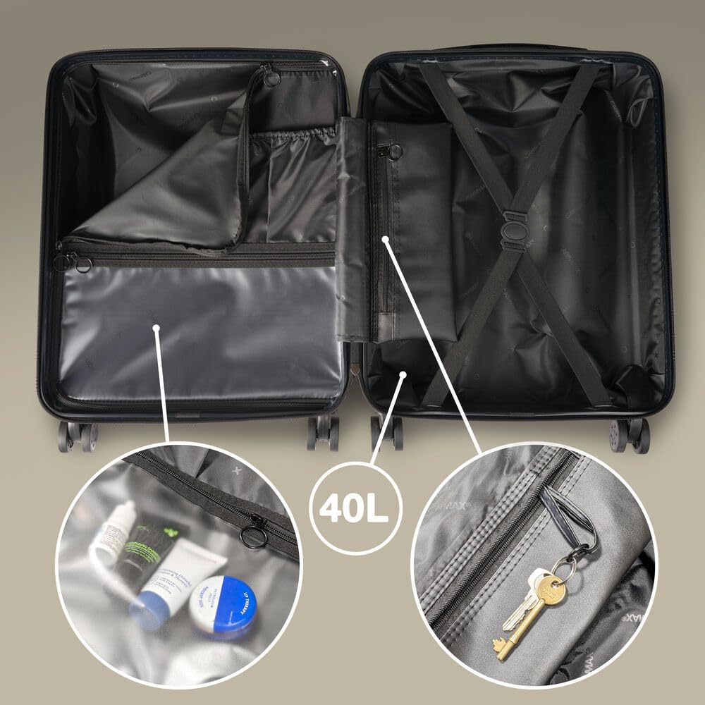 Cabin Max Cabin Suitcase Large for Ryanair, Easyjet 55x40x20 Hand Luggage