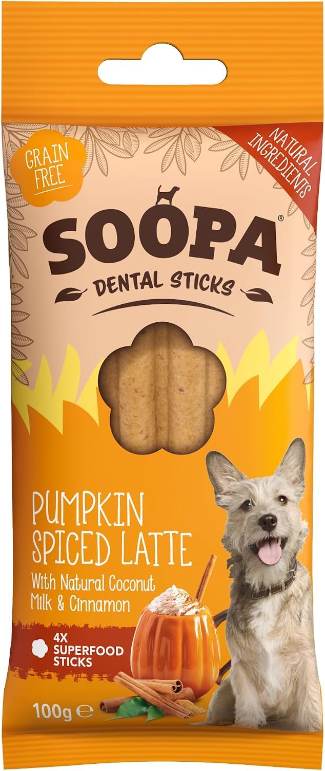 Soopa Carrot & Pumpkin Dog Dental Sticks, Chews to Clean Teeth, 100 g, 1-Pk