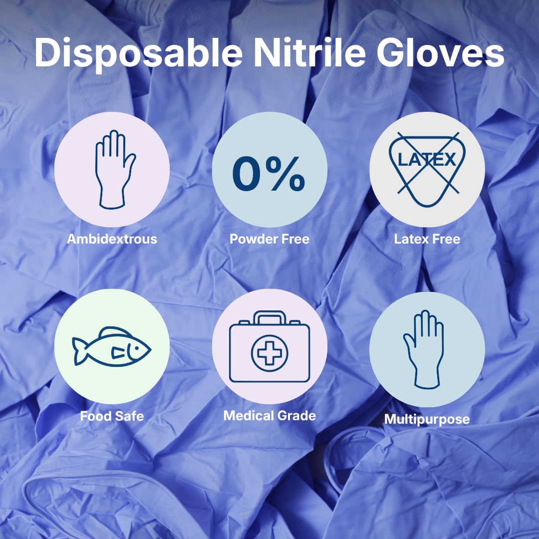 ABENA Pink Disposable Nitrile Gloves, Large, Pack of 100, Powder Free, Latex Free, Examination Gloves for Cleaning, Food Prep, Beauty, Medical & Hygiene, Strong Single Use Protective Gloves