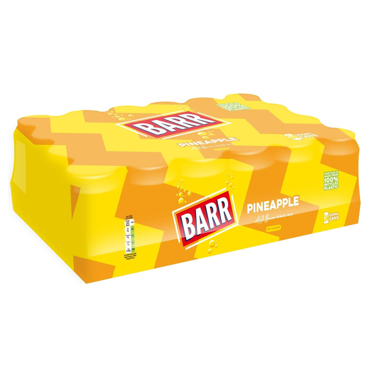 Barr Cream Soda Zero Sugar Sparkling Soft Drink, 24 Pack, 330ml Cans