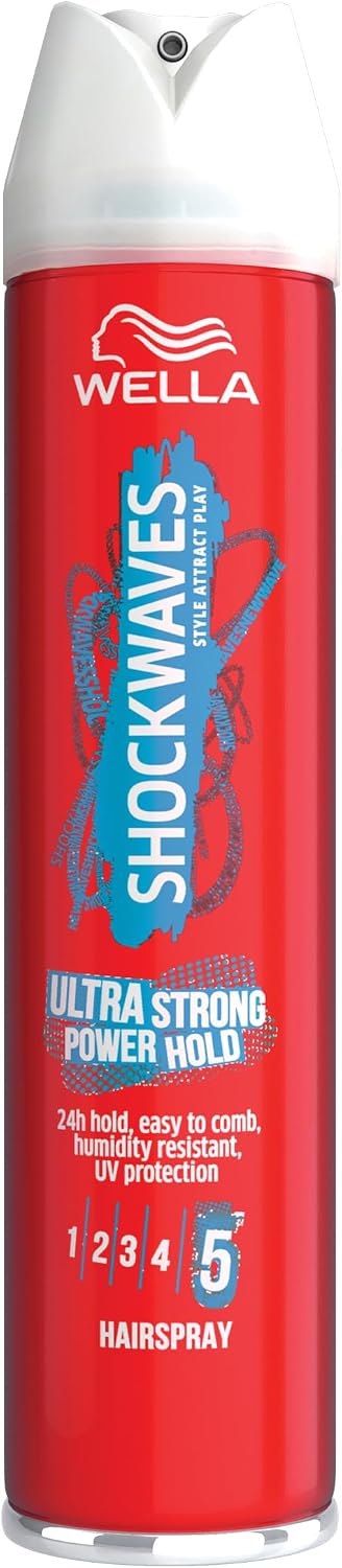 WELLA,250 ml (Pack of 1) Shockwaves Hairspray, Ultra Strong Power Hold, 250ml