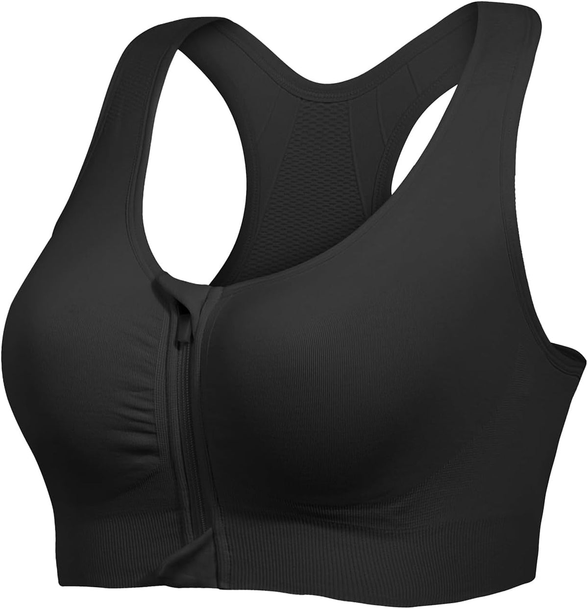 Lemef Front Zipper Sports Bras High Impack Post Op Compression Bras for Women Post Surgery Wireless Racerback Yoga Bra
