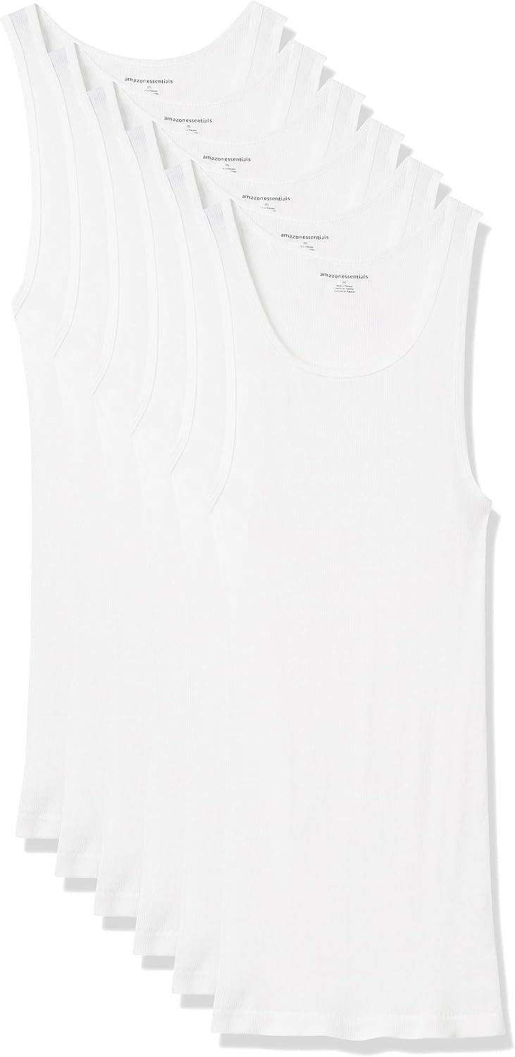 Amazon Essentials Men's Lightweight Tank Undershirts, Pack of 6