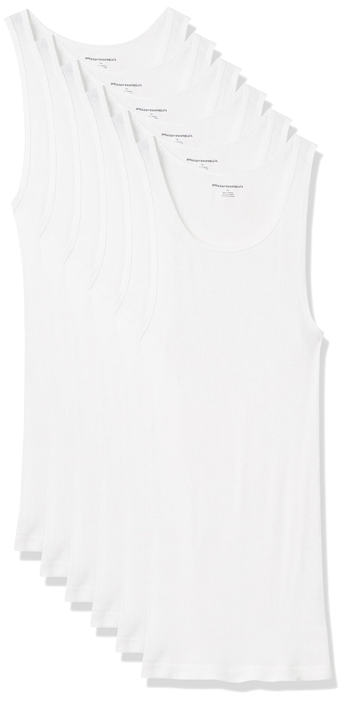 Amazon Essentials Men's Lightweight Tank Undershirts, Pack of 6