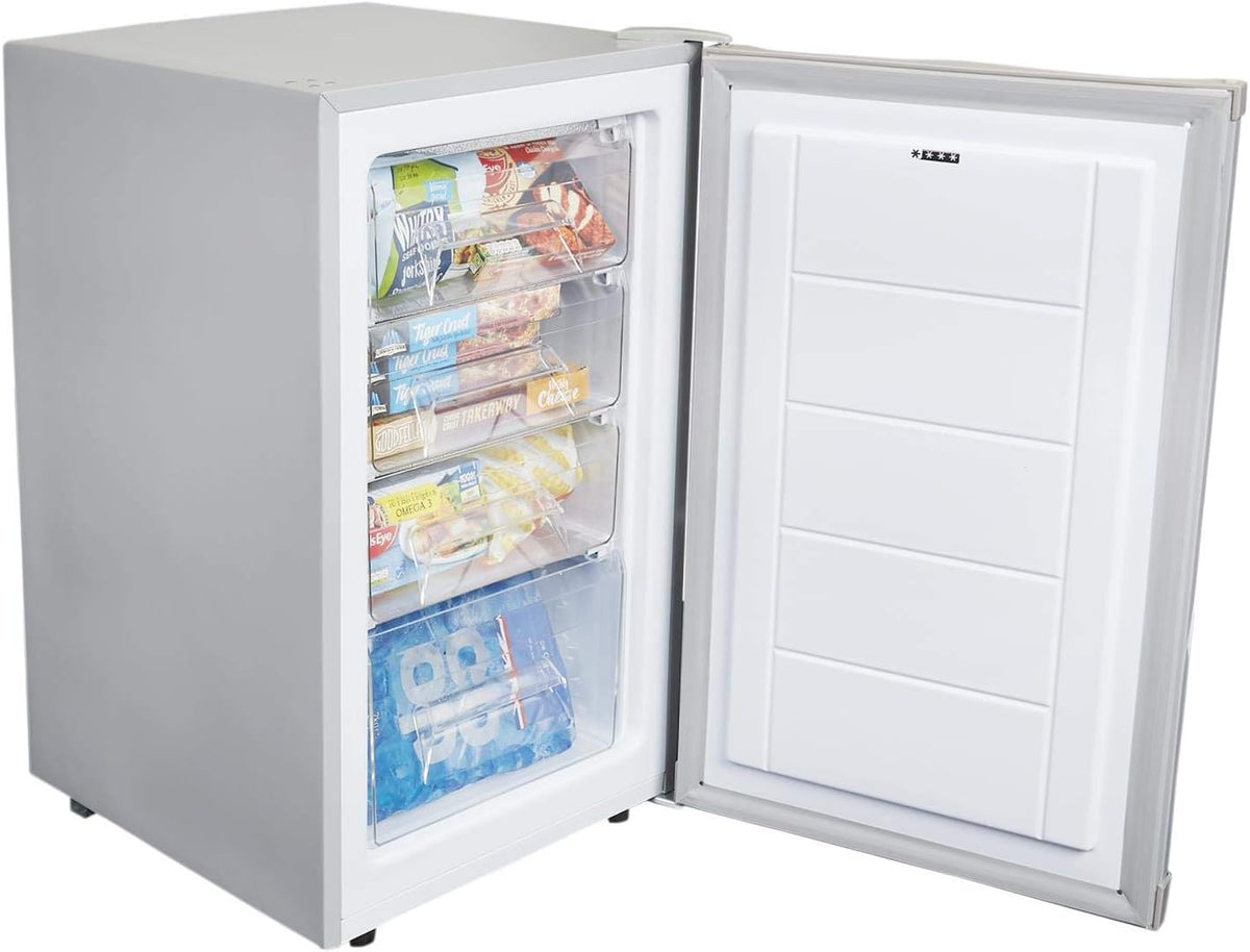 SIA UCF50GR Freestanding Under Counter Freezer, 77L Capacity, 4* Freezer Rating, E Rated, 50cm Wide, Reversible Door, Grey, 2 Years Parts & Labour Guarantee