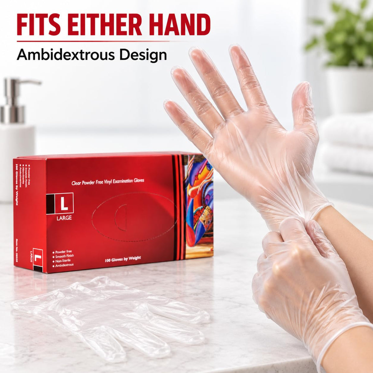 1ABOVE 100 Clear Vinyl Gloves Medium Latex-Free Powder-Free