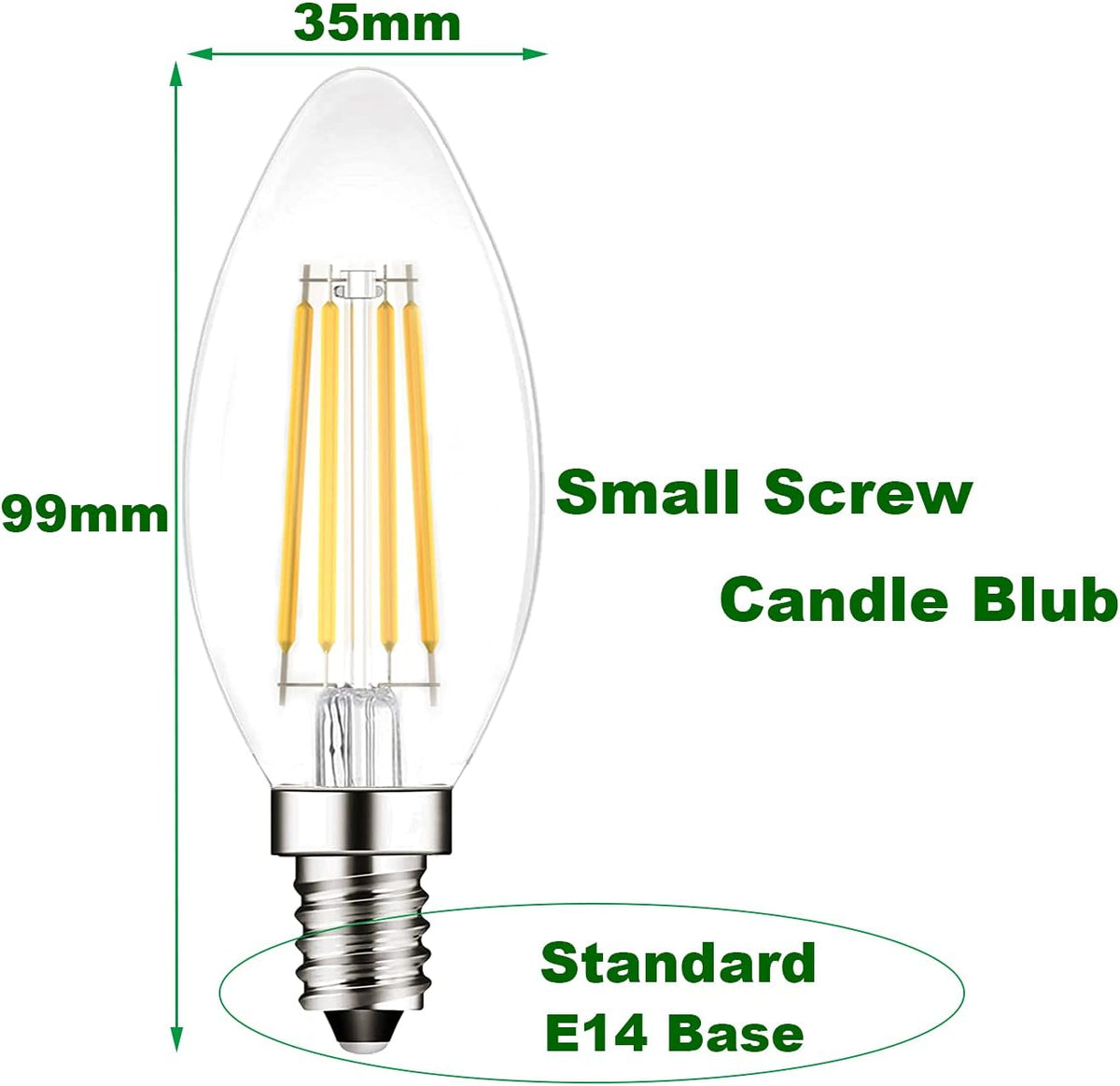 E14 Led Light Bulb,Equivalent 40W (4W LED), Warm White 2700K,Pack of 6