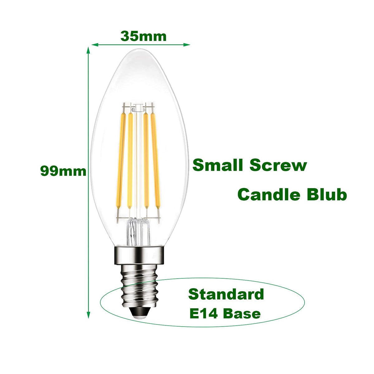 E14 Led Light Bulb,Equivalent 40W (4W LED), Warm White 2700K,Pack of 6