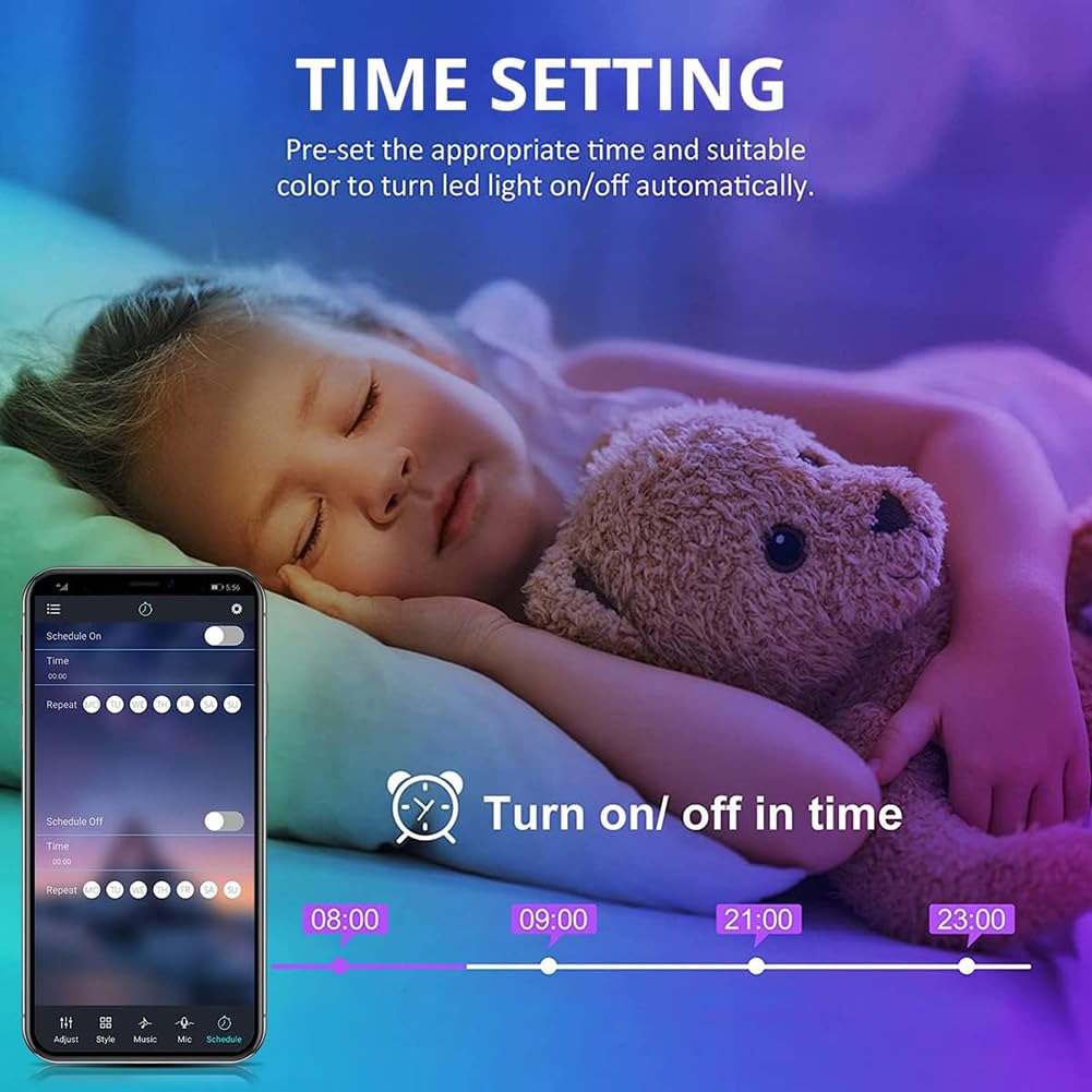 Led Strip Lights 1M/3.28ft, TV LED Backlight with Smart App Control Remote, 5050 RGB Music Sync Colour Changing, USB Smart LED Strip Light for TV,Computer, Monitor, Bedroom, Party and Home Decoration