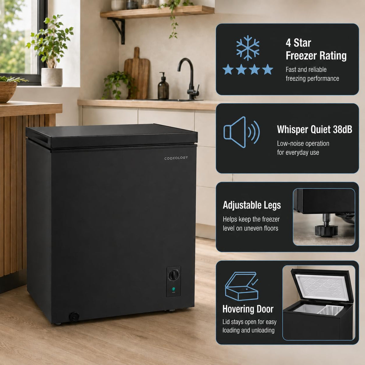 Cookology 99L Freestanding Chest Freezer - Adjustable Feet - White