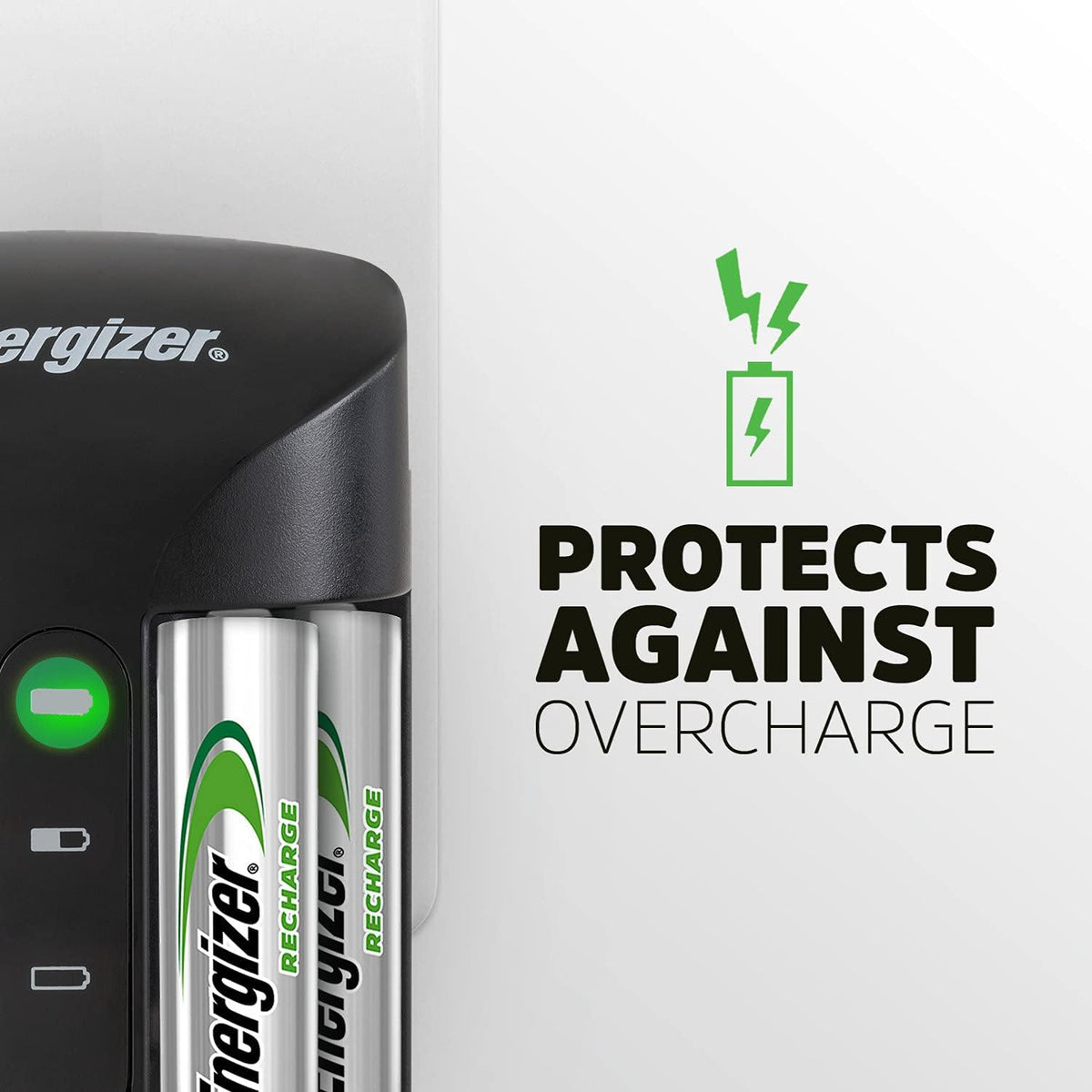 Energizer Recharge Pro Battery Charger + 4 AA Batteries Included 2000 mAh