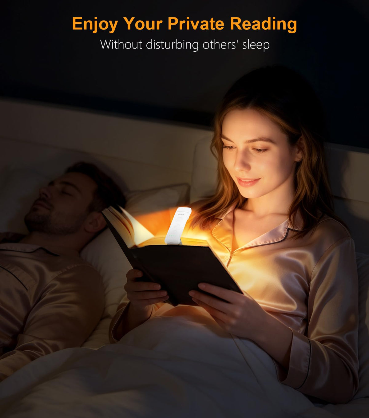 Gritin Book Light Rechargeable, Reading Light Lamp Clip on Book for Reading