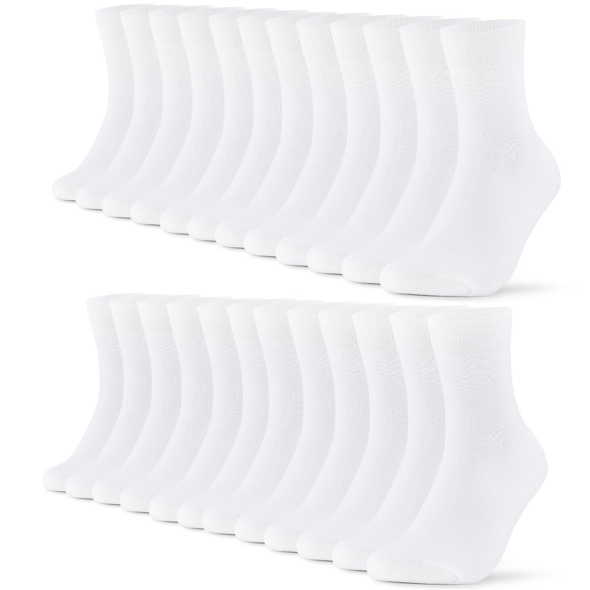 FALARY 12 Pairs Black Mens Socks, Plain Cotton Socks for Men & Women