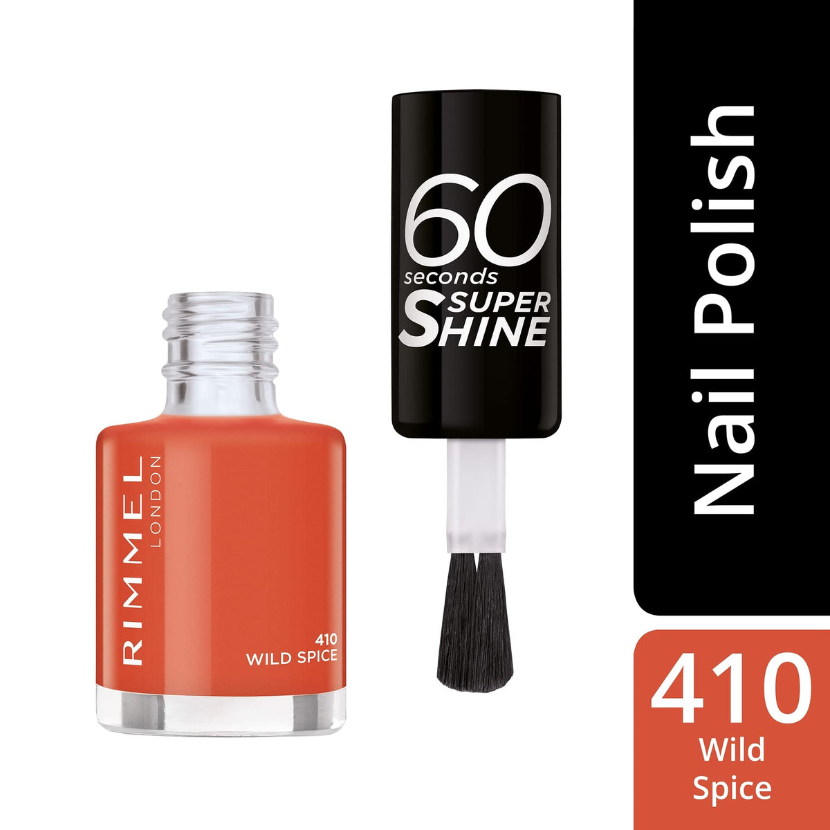 Rimmel 60 Seconds Super Shine Nail Polish, 740 Clear, Quick-Dry Nail Polish, Ultra-Shiny Finish, Easy to Apply, Vibrant Colour, Long-Wearing, Improved Formula, Vegan, 8ml