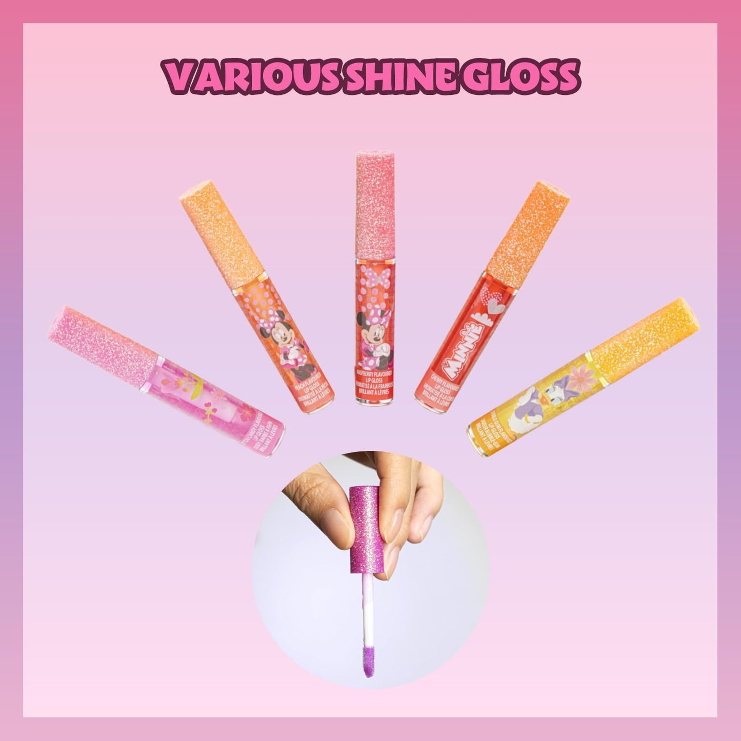 Disney Princess 12 Piece Plant Based Lip Gloss, Girls Party Favours, First Makeup Set for Girl, Perfect for Parties, Sleepovers and Birthday Gifts, Ages 3+, by Townley Girl