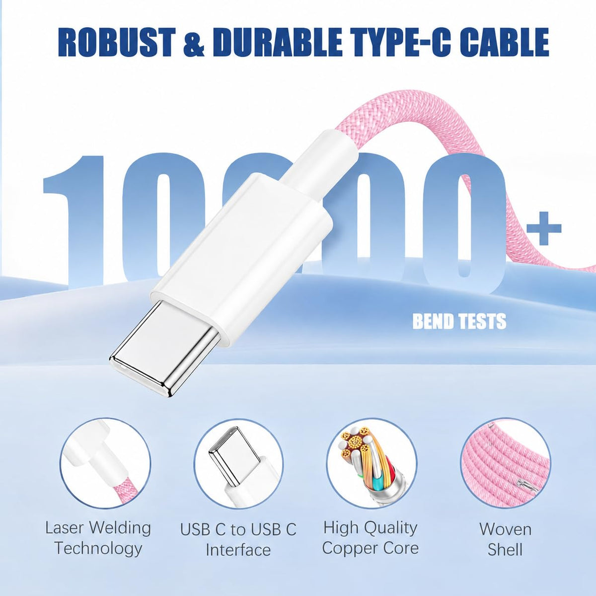 2 Pack 60W USB-C to C Fast Charging Charger Cable For iPhone 18 Pro Max 17e