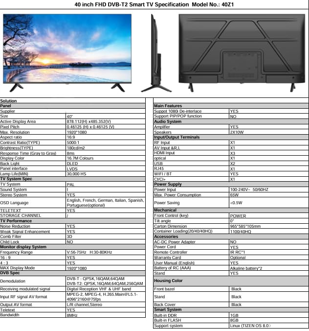 HYE 50" LED Smart TV - 4K Ultra HD, Samsung Tizen OS & Gaming Hub, Black