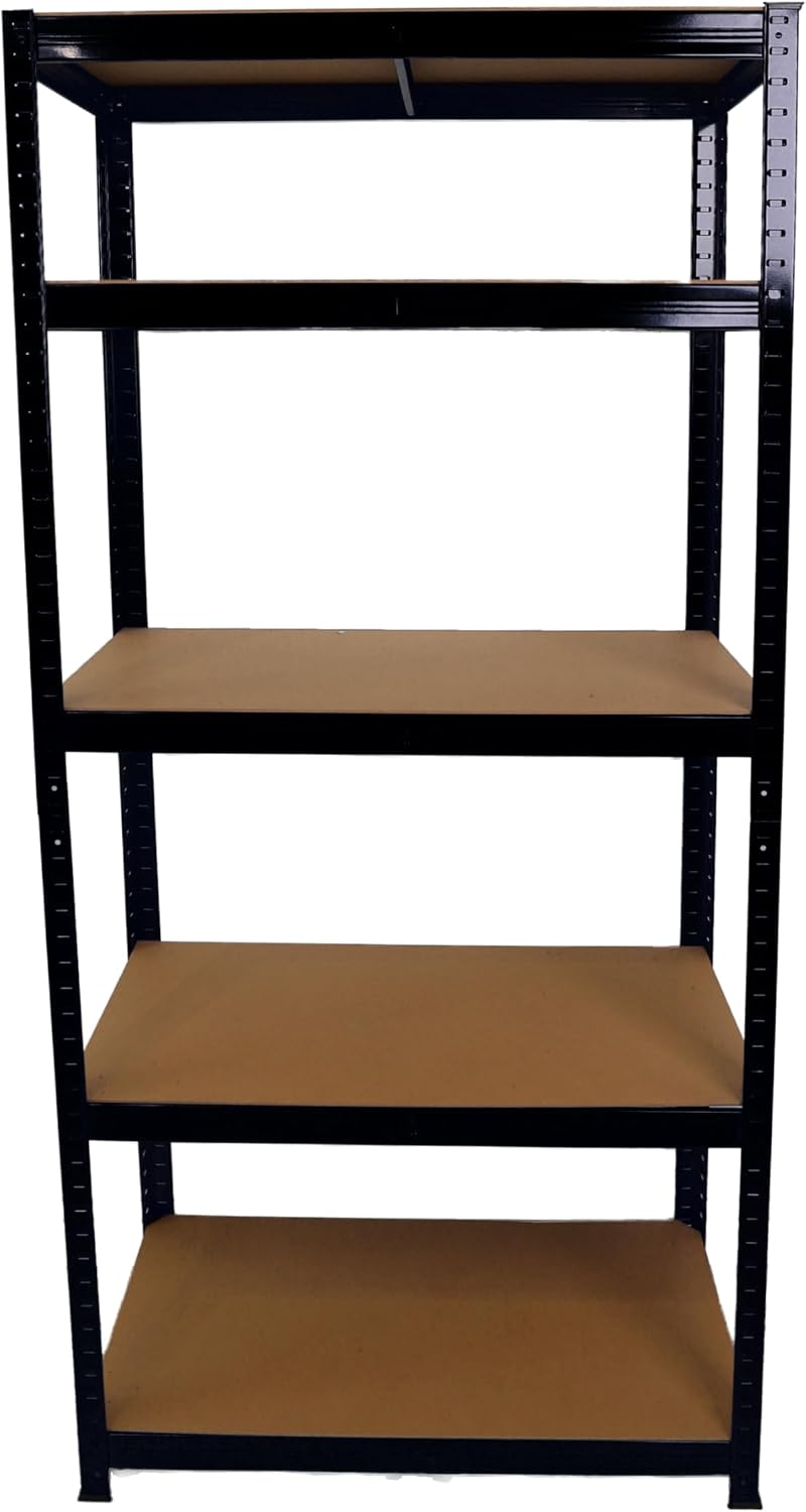 DIVCHI 5 Tier Storage Rack Heavy Duty Shelving Aluminium Garage Shelves Shed Storage Racking Shelf For Warehouse Workshop & Office (Black, Pack of 1) Up to Maximum 175 kg Per Shelf
