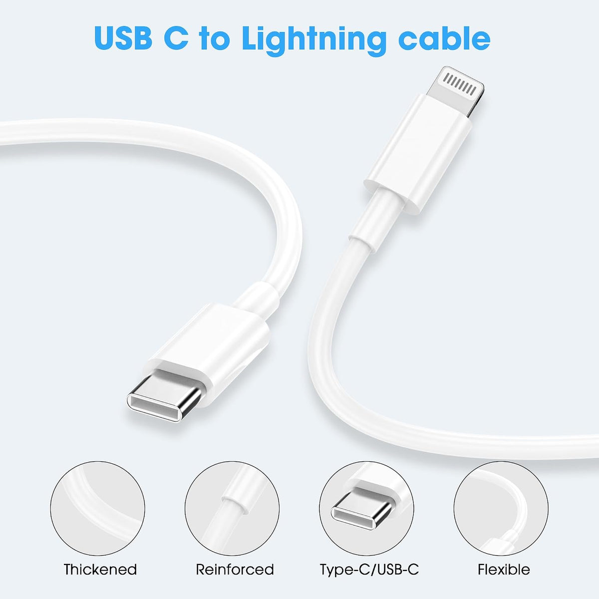 BSTOEM USB C to Lightning Cable, iPhone Charger 2Pack 1M +2M MFi Certified
