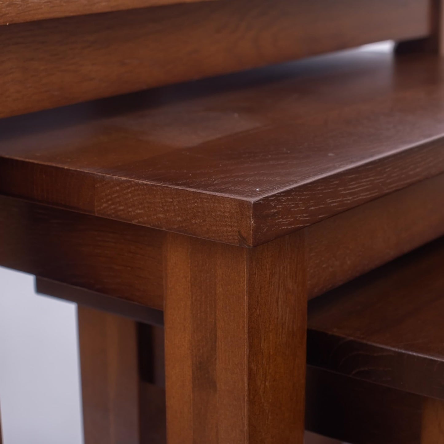 Oak 3 Nest of Tables, Solid Wooden Nesting Tables, Wooden Table Lamp, Plant Table, Multifunctional Nested Coffee Table, Side Tables for Living Room