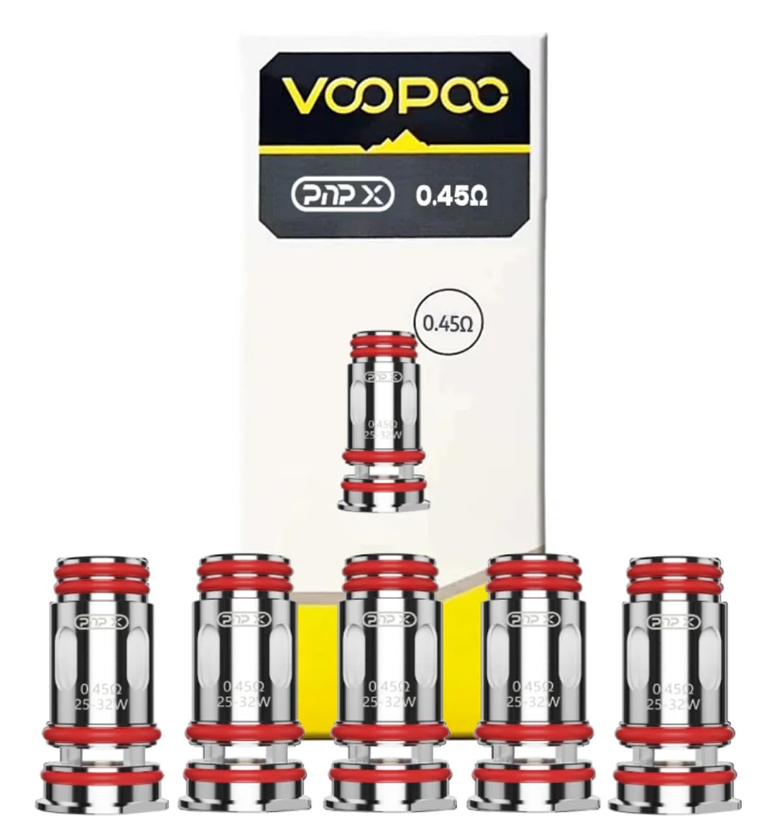 VOOPOO PNP X Coils 5 Pack - 0.15 ohm, 0.2 ohm, 0.3 ohm, 0.6 ohm for DTL/RDL/MTL Vaping, Mesh Coils, Leak Proof Design, No Liquid, No Nicotine (0.3 ohm (32-40W))