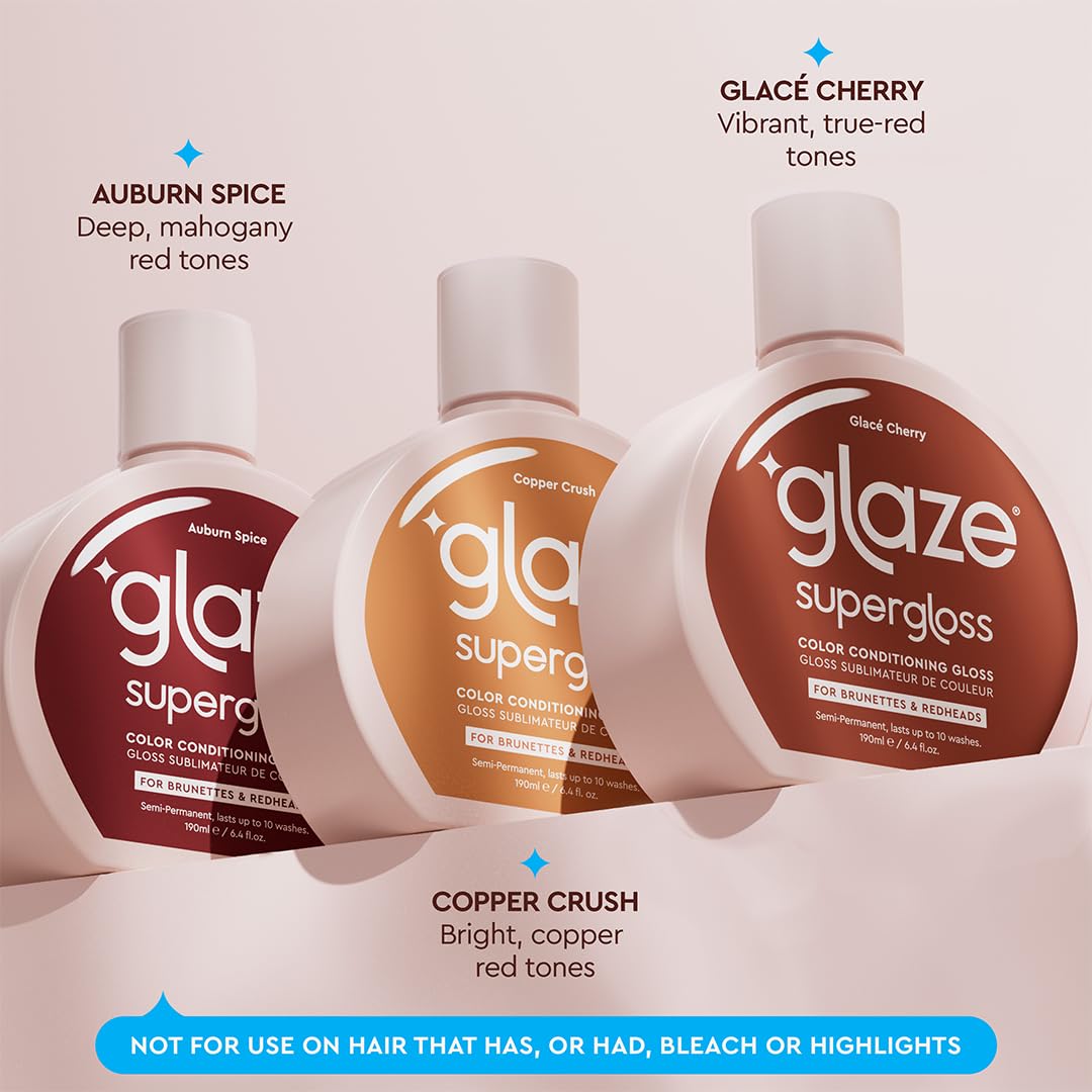 Glaze Supergloss Color Conditioning Gloss – Hydrating Semi-Permanent Colour Hair Gloss & Shine Boost – For Natural, Unbleached Dark Brown Hair – 190ml - Sleek Espresso