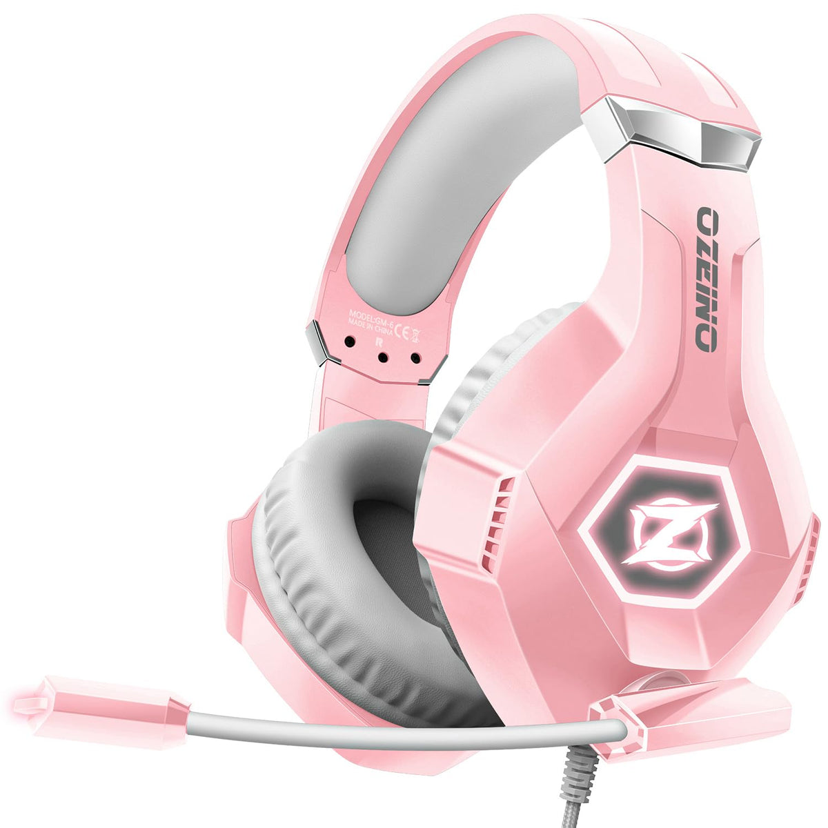 Ozeino Gaming Headset with Microphone for PS5/PS4/Xbox One/PC/Switch, Gaming Headphones with 3D Surround Sound & Noise Cancellation Pink