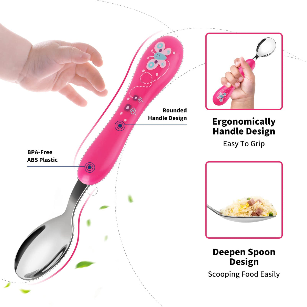 Lehoo Castle Stainless Steel Toddler Cutlery Set, 6-Piece Dinosaur Design