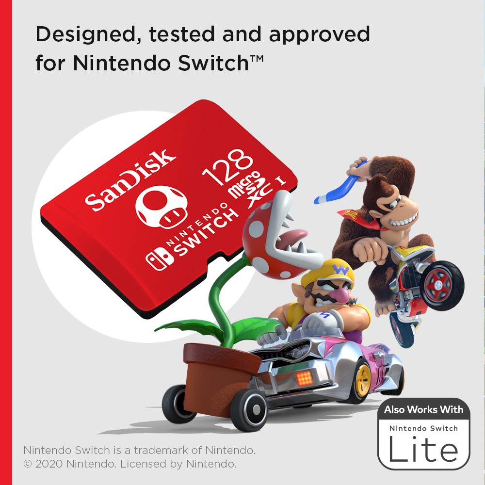 SANDISK microSD Card 128GB, Super Mario Super Mushroom Edition