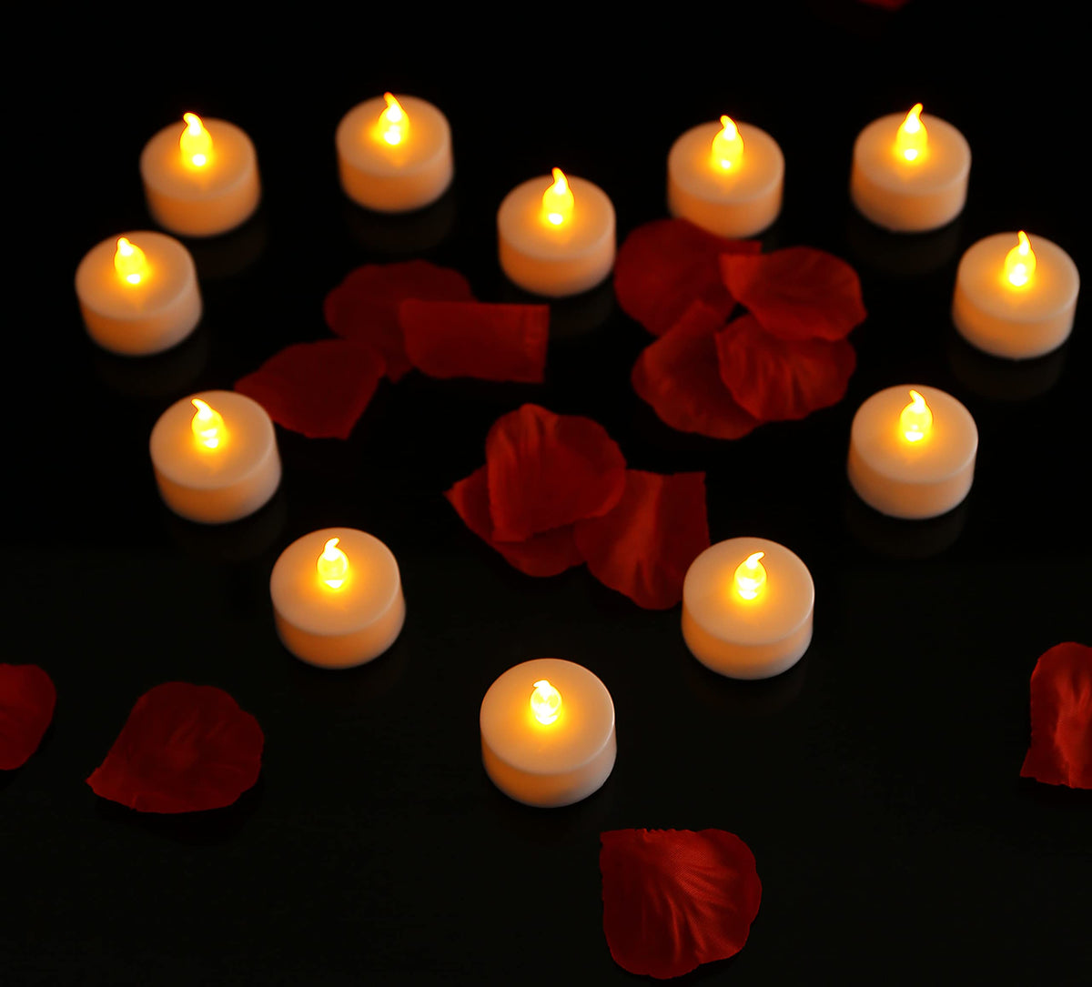 Jialine12 Pack Realistic and Bright Flickering Battery Operated Flameless LED Tea Lights Candles, 200+ tealights Electric Fake Candles for Halloween Weddings Festivals Decoration in Warm Yellow