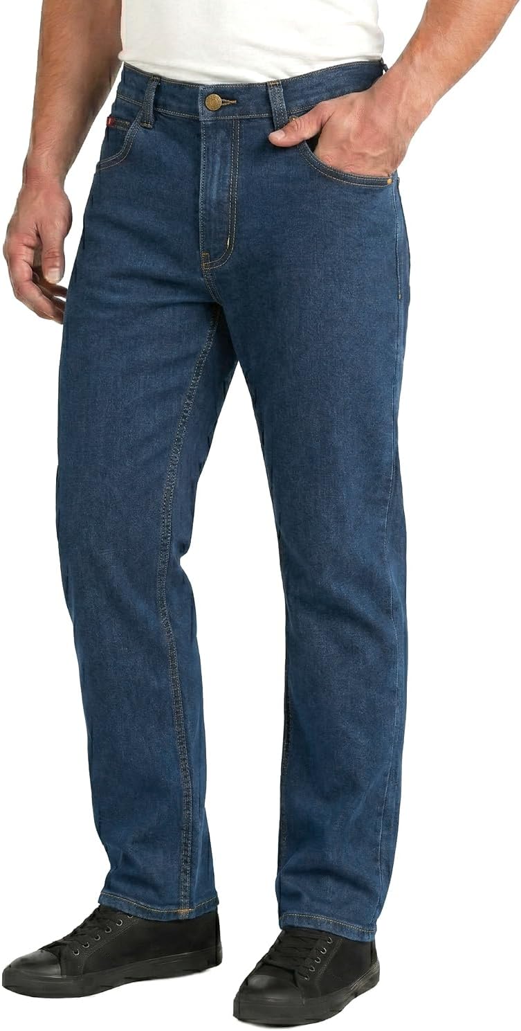 Lee Cooper Men's Jeans Classic Regular Fit with 5 Pockets Design Zip Fly & Belt Loop Heavy Duty Denim Wash Stretch Plain Casual Workwear Durable Utility Straight Leg Work Pants (Black/Navy)