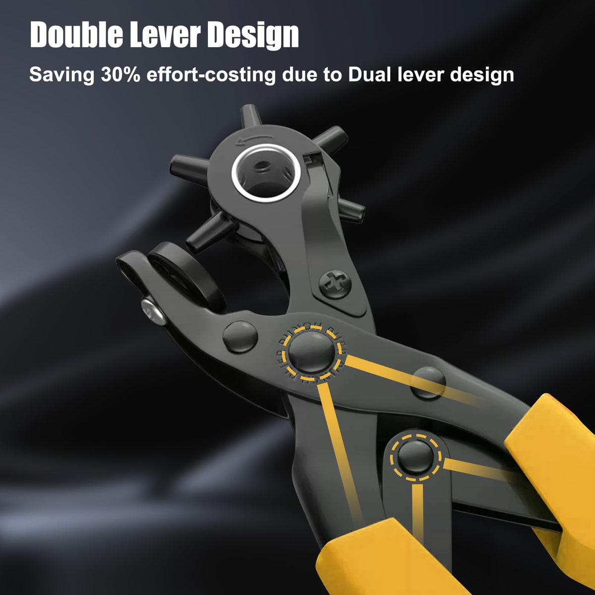 Diyife Belt Hole Puncher for Leather, 6 Sizes, Effortless Dual-Lever Design
