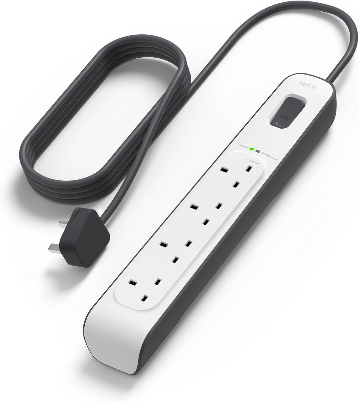 Belkin 4 Way/4 Plug 2 m Surge Protection Extension Lead Strip, White