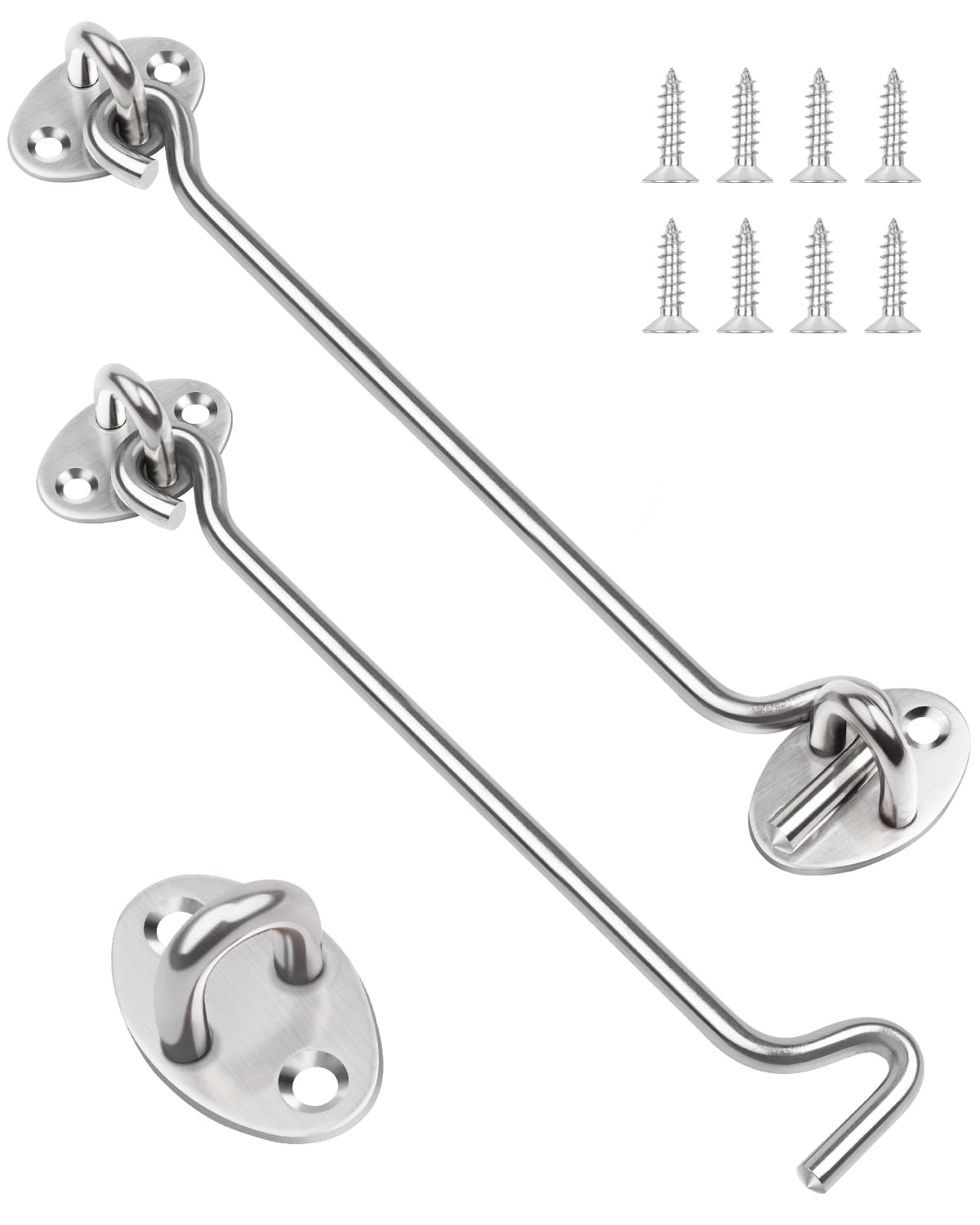 4 Inch Hook and Eye Latch, 1Pcs Stainless Steel Silver Gate Hook