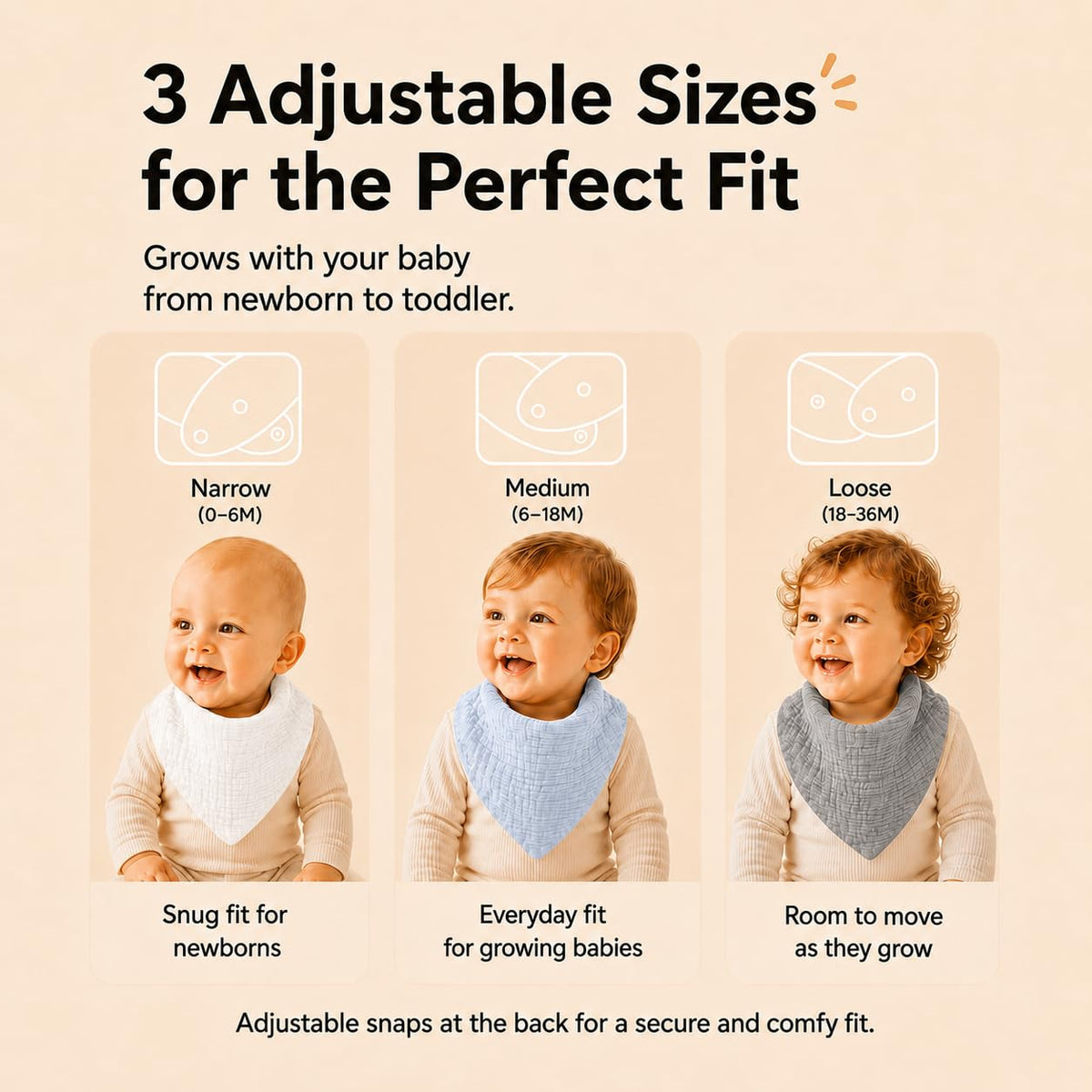 NISXABEBE Muslin Baby Bibs 6 Pack Dribble Bandana Bibs Cotton Drool Bibs for Teething Soft and Absorbent with Adjustable Snaps