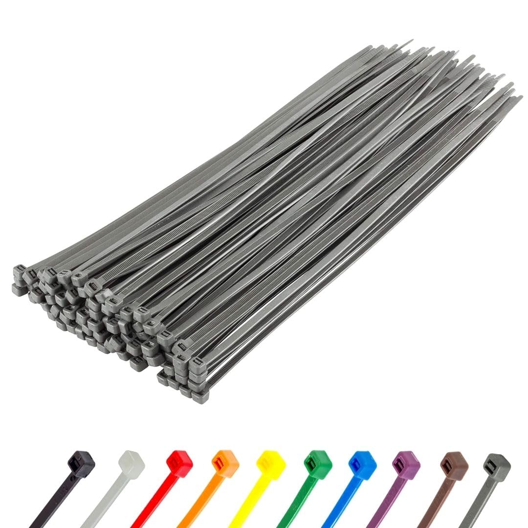 Gocableties Small Silver Cable Ties, 100mm x 2.5mm, Pack of 100, 4” Premium Nylon Zip Ties, Plastic Tie Wraps, Secure Self-Locking Mechanism, for Home, Garden, Office and DIY