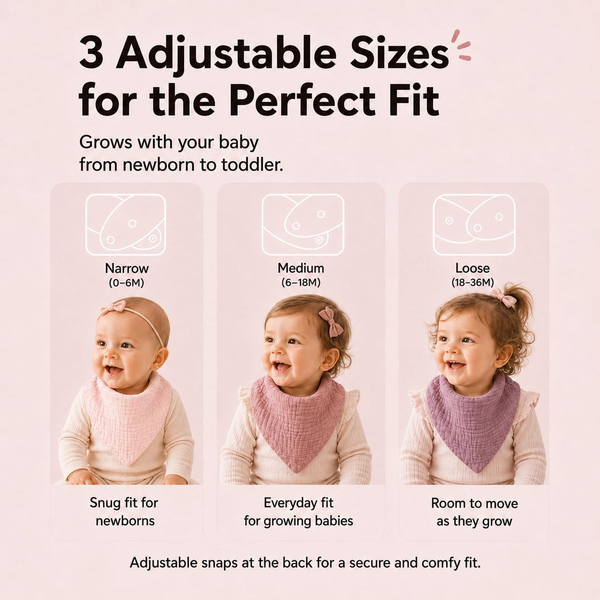 NISXABEBE Muslin Baby Bibs 6 Pack Dribble Bandana Bibs Cotton Drool Bibs for Teething Soft and Absorbent with Adjustable Snaps