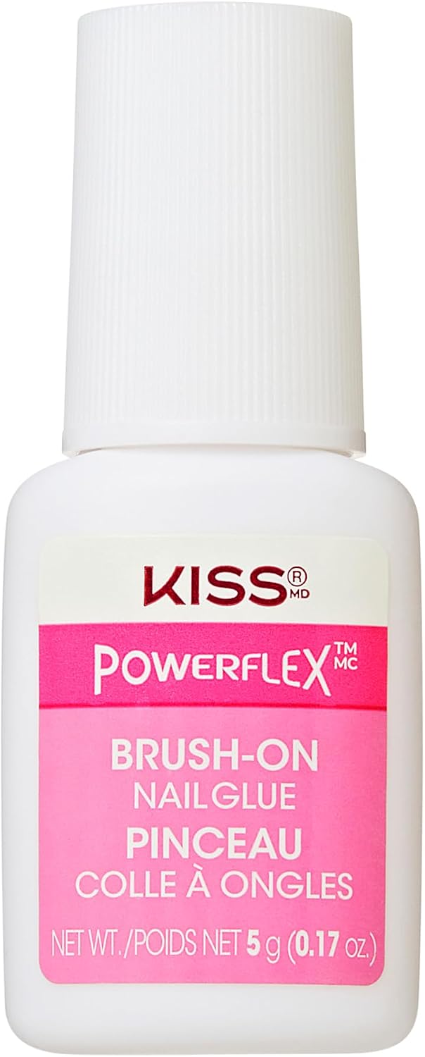 KISS Powerflex Brush-On Nail Glue, Flex Formula for Ultra Hold of False Nails, Instantly Repairs Breaks and Tears