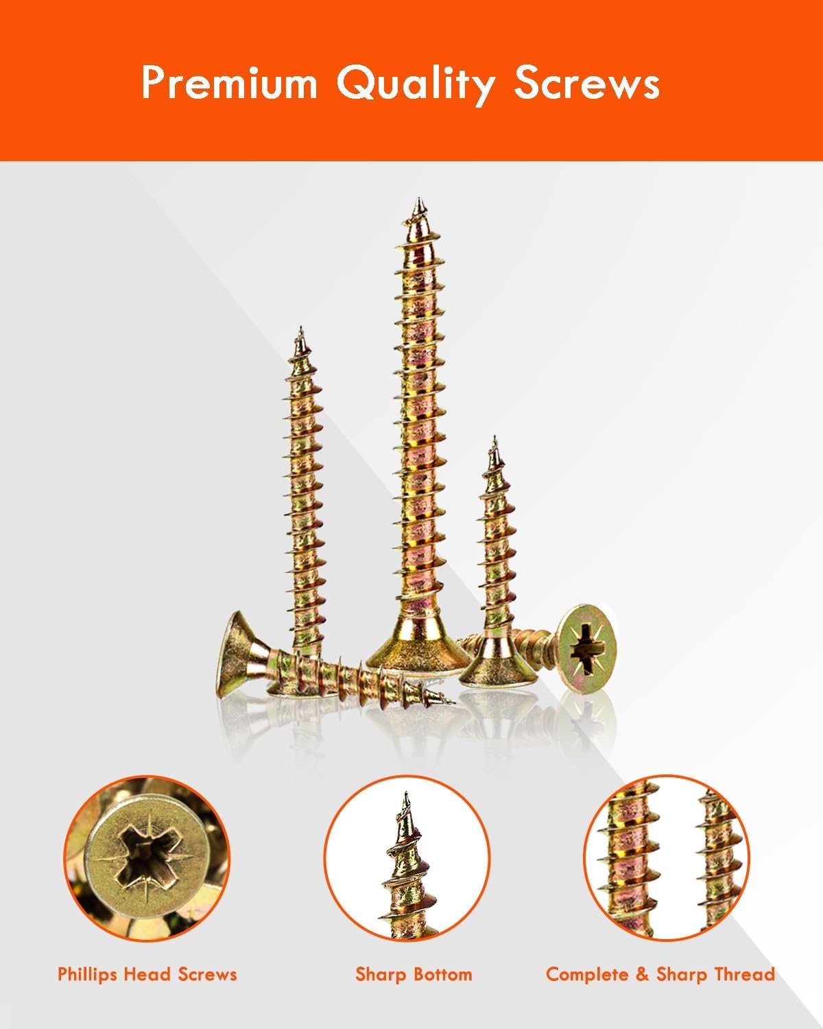 Wood Screws 800PCS Assortment, Countersunk Self Tapping Screws