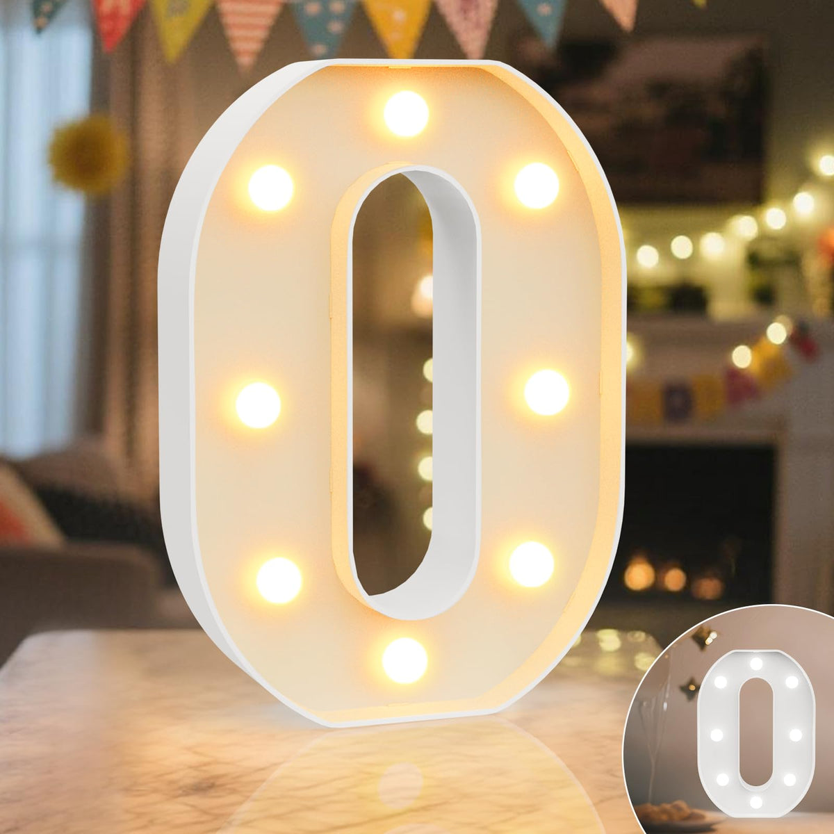 Ledido Pink Glitter Light Up Number 80 for 80th Birthday Decorations