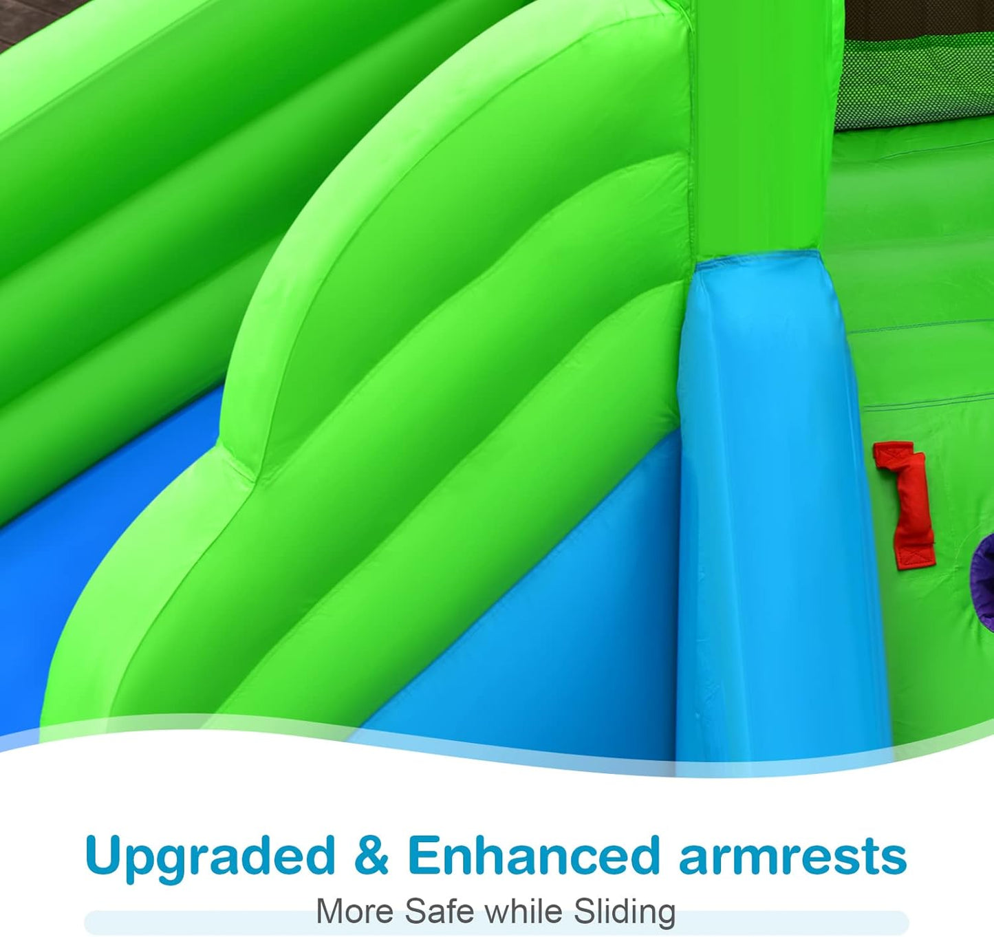 COSTWAY Giant Inflatable Water Park with Dual Slides, Climbing Wall & Pool — 558x504cm | Ages 3-12